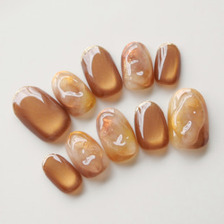 キャラメルニュアンス ネイルチップ キャラメルブラウンニュアンスネイル◇ネイルチップ【casual-No.75