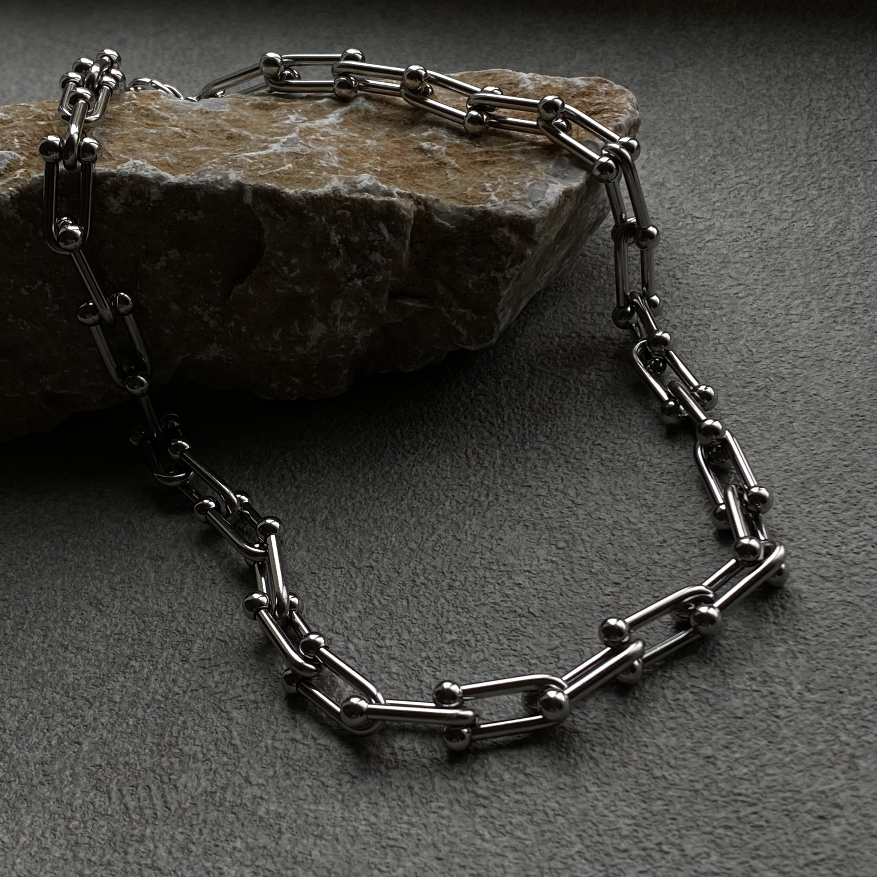 【silver】数量限定大人気デザイン　316Lステンレスネックレス　Uチェーンネックレス　大ぶりチェーン