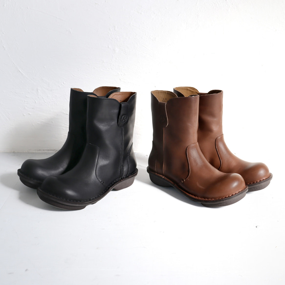 本革ペコスブーツ ミドル丈 ロングブーツ ステッチダウンシリーズ R-アール-RL-08- 当店限定販売 1枚目の画像