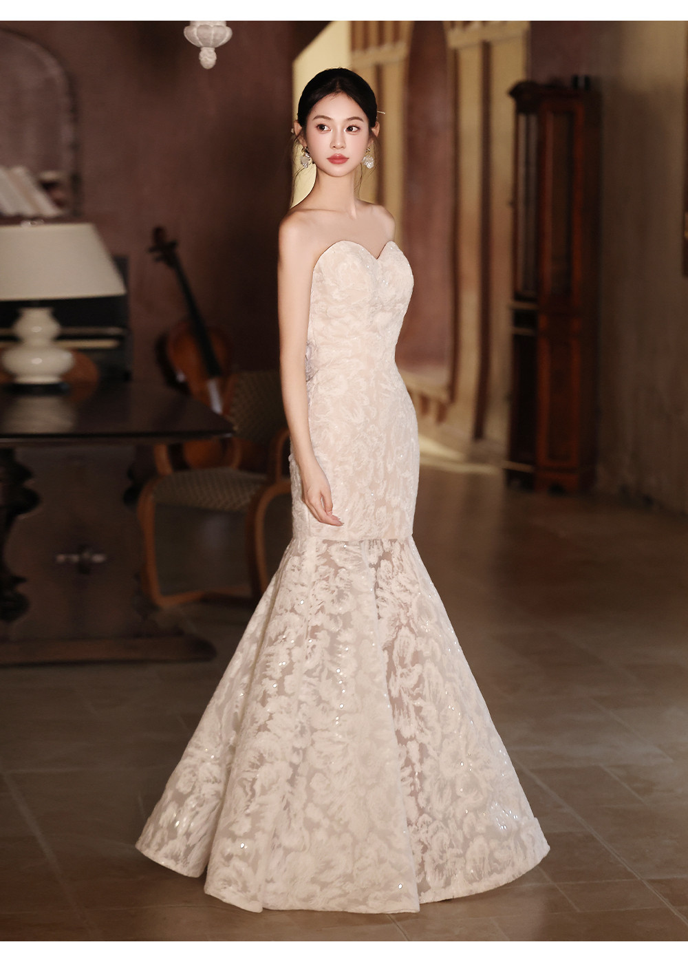 豪華 白 オフショルダー マーメイドドレス ウェディングドレス パーティー 花嫁 演奏会 前撮り 披露宴 A7016