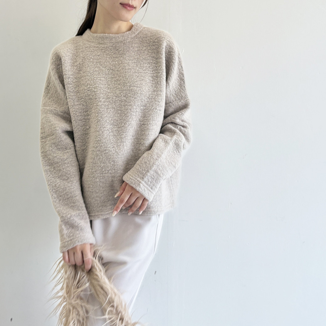 【日本製】プードルニット＿ドルマンスリーブプルオーバー＿ベージュ