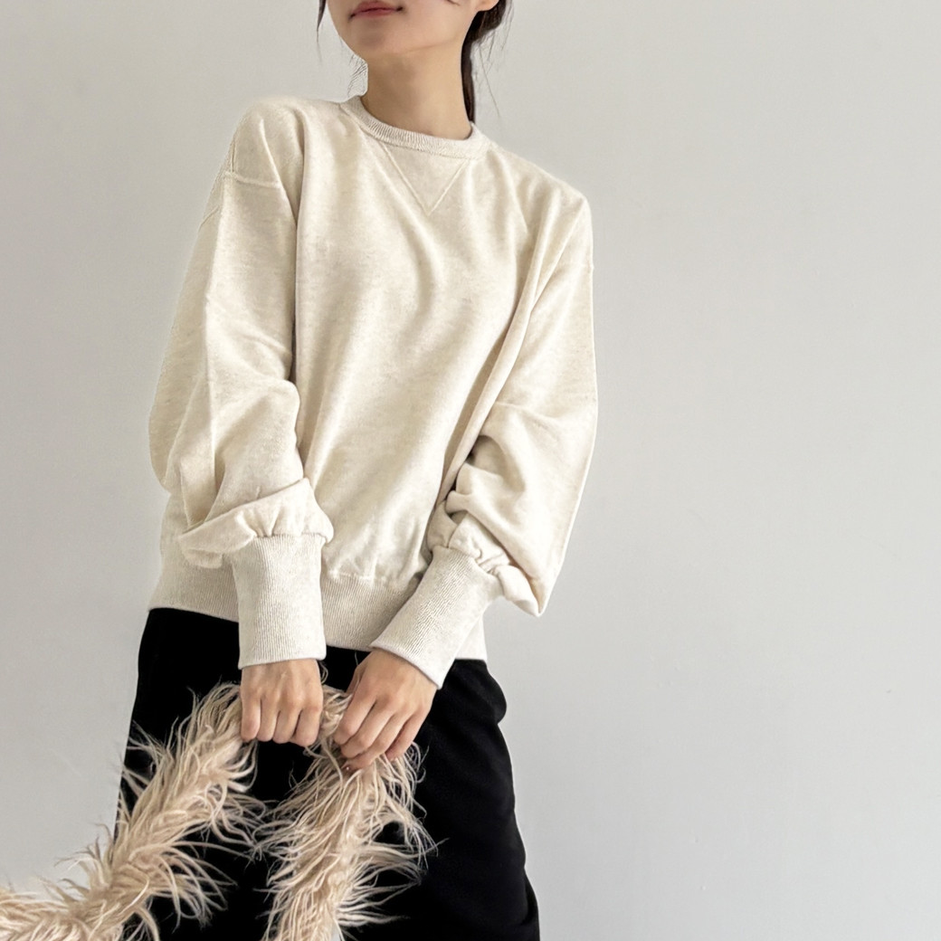 【日本製】French Terry 30/10 Vガゼットトレーナー＿オートミール