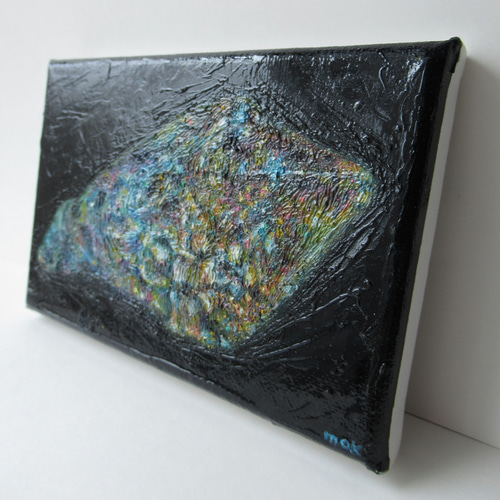 送料無料][匿名配送] 一点もの 水晶 鉱石 宝石 油絵 油彩 絵 絵画 南雲