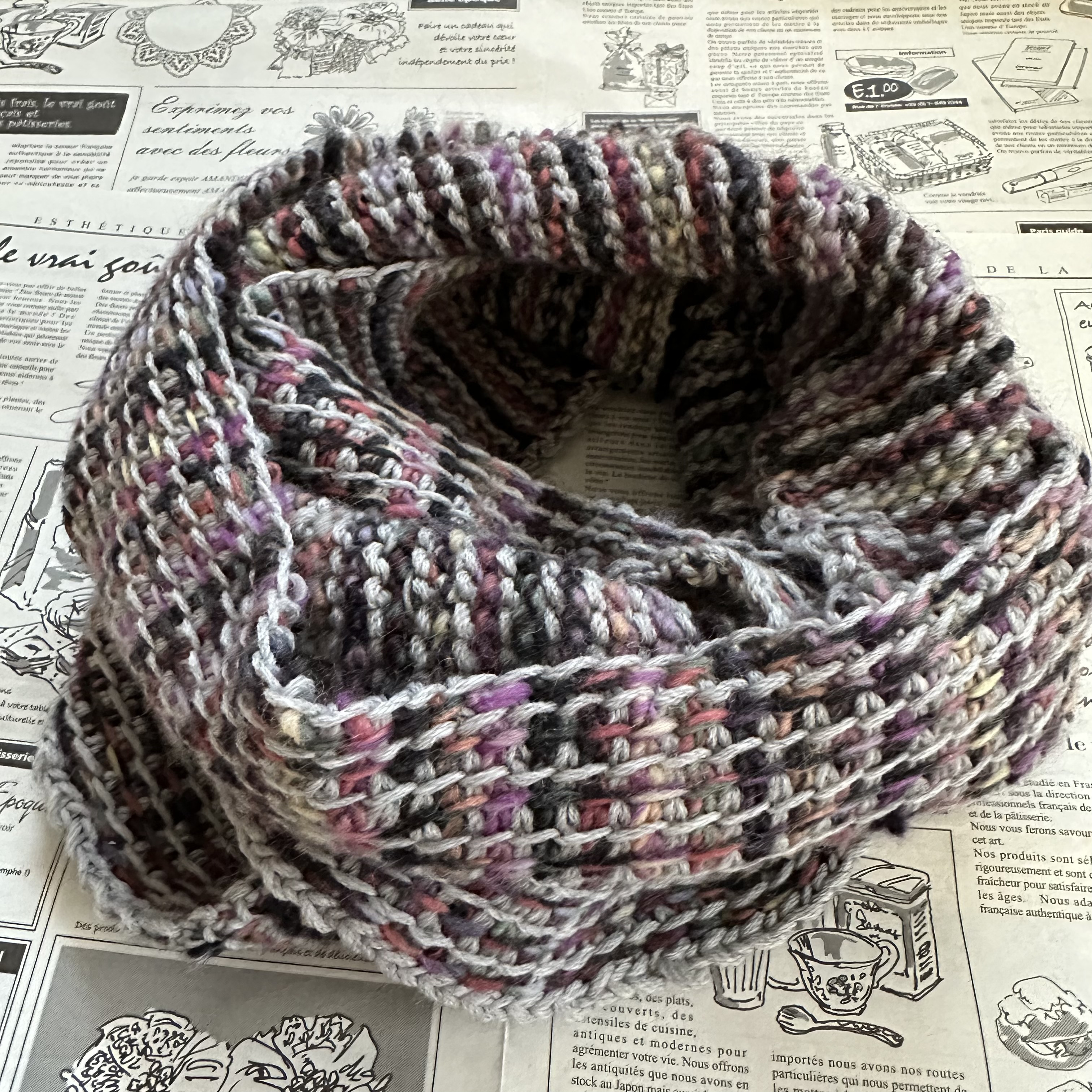 アフガン変わり編みのスヌード