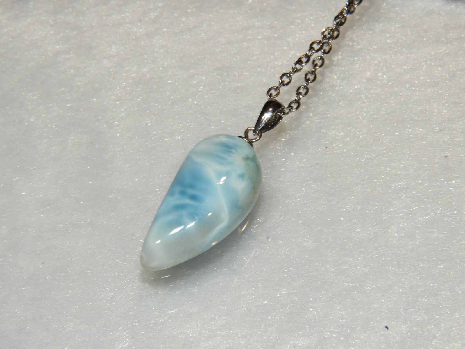 完全ナチュラル！含侵処理、色染め、練り一切なしのラリマーペンダント！ナチュラル１００％！メイドインジャパン　天然石　４６