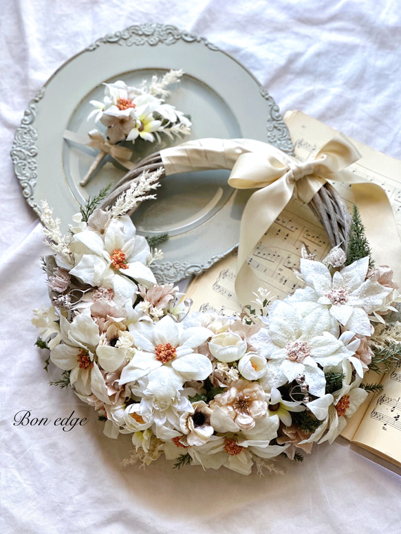 クリスマス飾り リース&ブーケ クリスマスカラーのリースブーケ