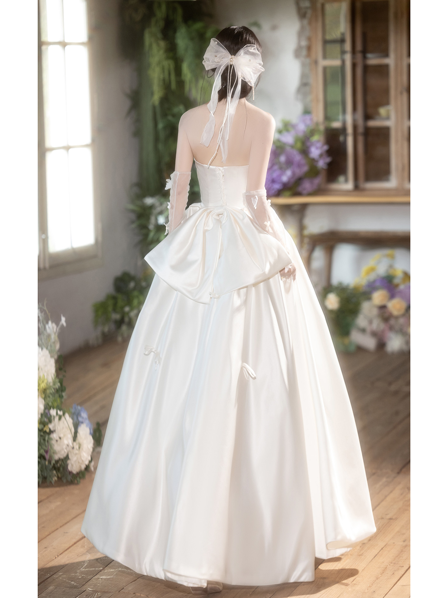 綺麗 白 レース オフショルダー ウェディングドレス 韓国風 上品 パーティー 花嫁 演奏会 前撮り 披露宴 A7039