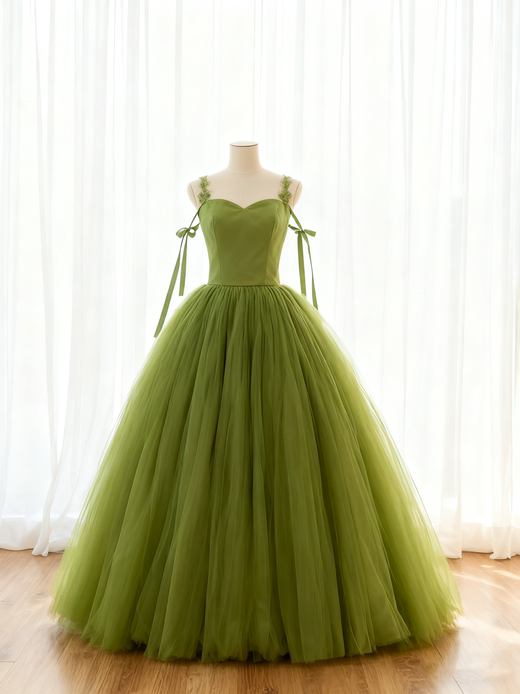 送料無料！カラードレス グリーン チュールスカート キャミソール 抜群におしゃれ度が際立つ エレガント  花嫁