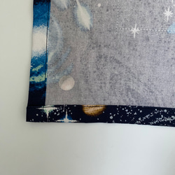 宇宙柄ネイビー☆100〜110こどもエプロン、三角巾、巾着3点セット 5枚目の画像