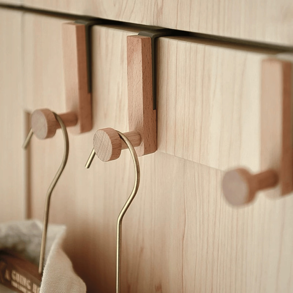 木製ドアハンガー 収納フック 3枚目の画像