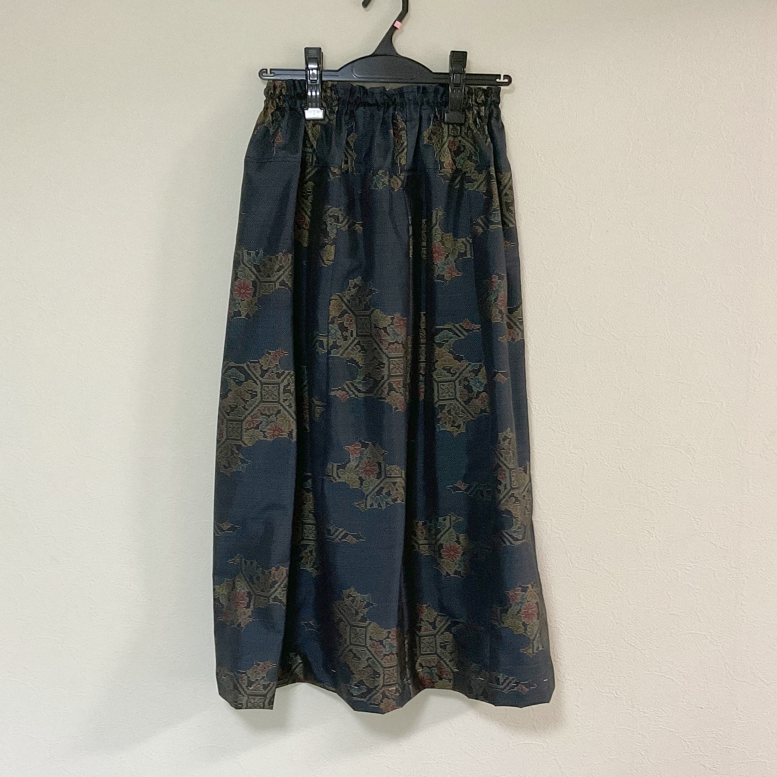 着物リメイク Ｖ 大島 ギャザースカート シルク   着物スカート