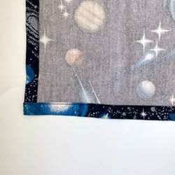 宇宙柄ネイビー☆120〜130こどもエプロン、三角巾、巾着3点セット　 6枚目の画像