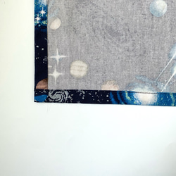 宇宙柄ネイビー☆130〜140こどもエプロン、三角巾、巾着3点セット　 6枚目の画像