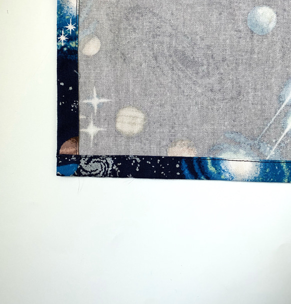 宇宙柄ネイビー☆130〜140こどもエプロン、三角巾、巾着3点セット　 6枚目の画像