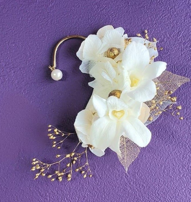 【カラー変更】デンファレ　蘭　プリザーブド　ドライフラワー　イヤーフック