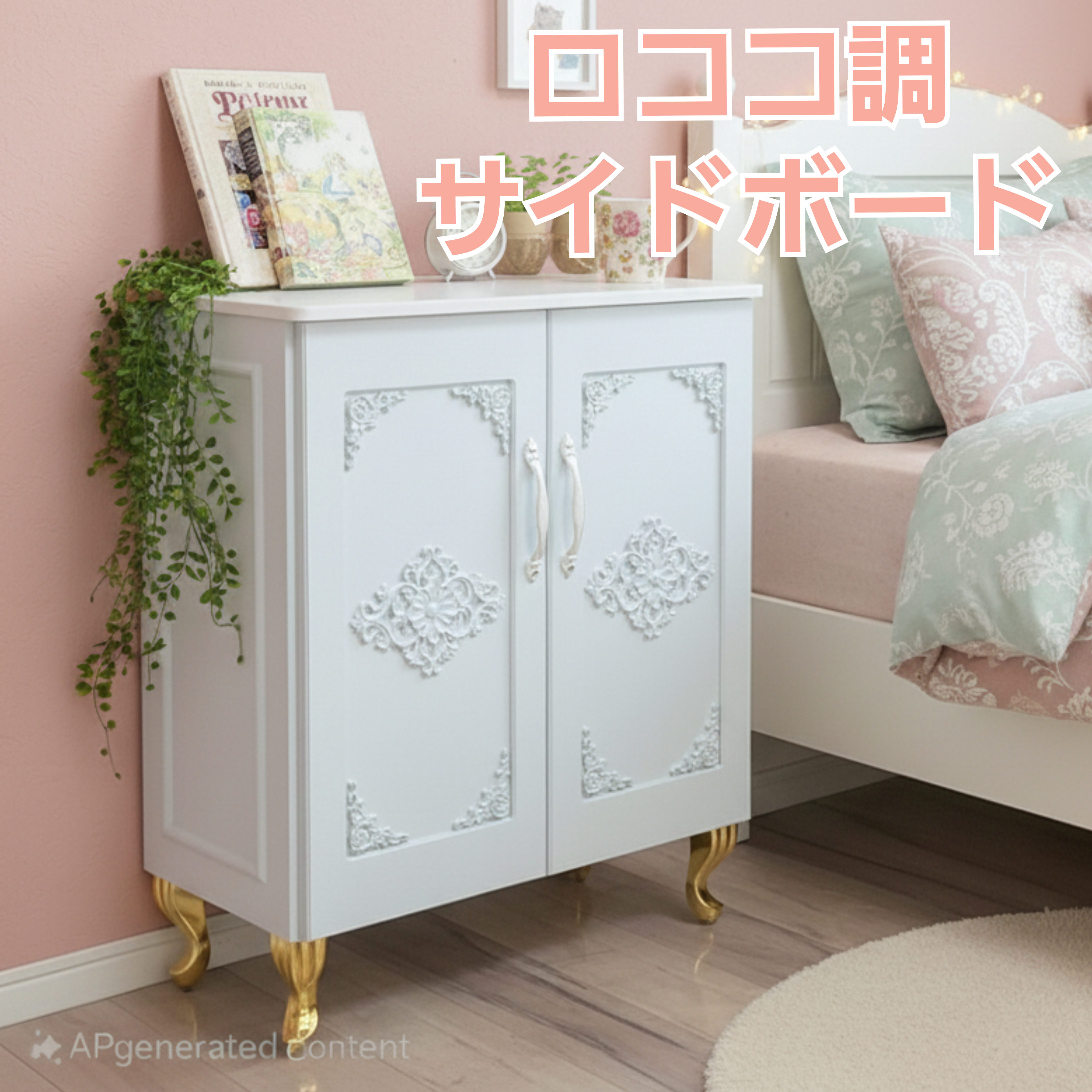 ロココ調ホワイトキャビネット♡姫系インテリアにぴったりの収納棚｜可愛いゴールド脚付き家具
