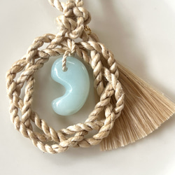 ご縁を結ぶ石】出雲石 特大勾玉 精麻ネックレス☆証明書付き