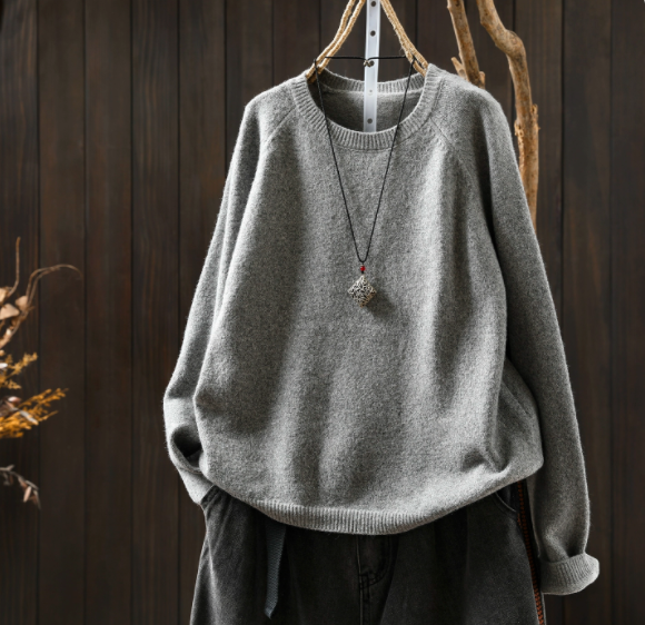 受作｜綿 ニットセーター ふんわり 柔らかい ニット カジュアルトップス  オーバーサイズ 春秋