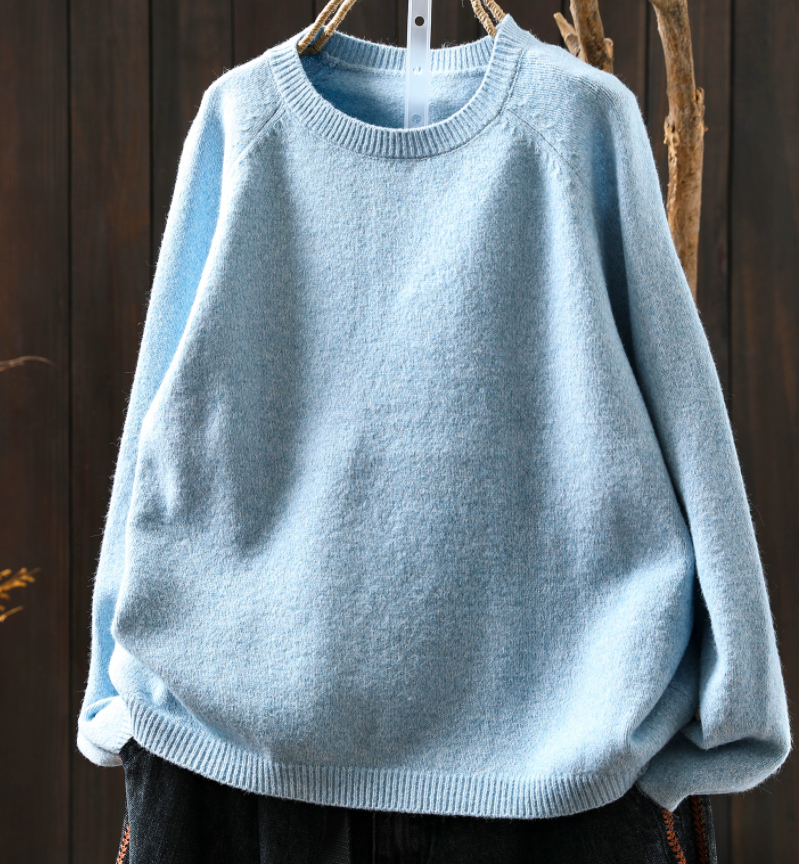 受作｜綿 ニットセーター ふんわり 柔らかい ニット カジュアルトップス  オーバーサイズ 春秋