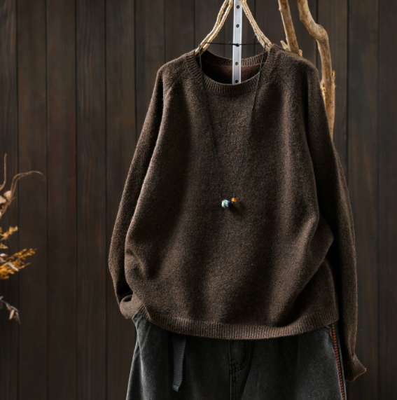 受作｜綿 ニットセーター ふんわり 柔らかい ニット カジュアルトップス  オーバーサイズ 春秋