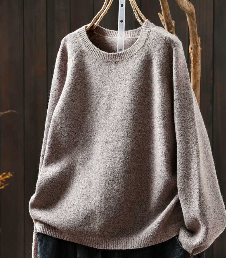 受作｜綿 ニットセーター ふんわり 柔らかい ニット カジュアルトップス  オーバーサイズ 春秋