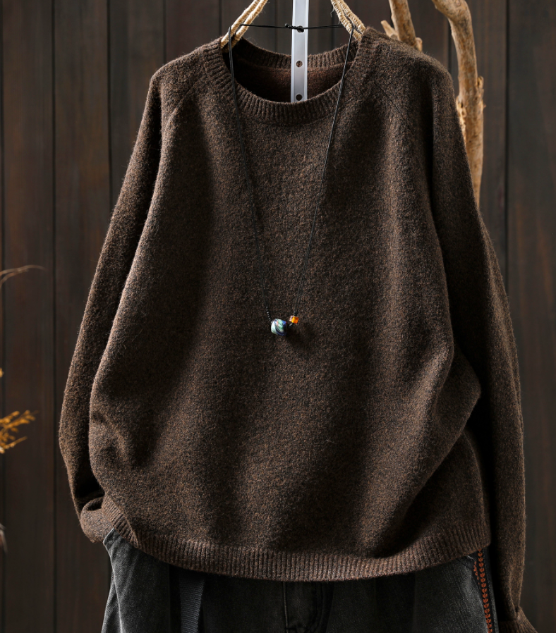 受作｜綿 ニットセーター ふんわり 柔らかい ニット カジュアルトップス  オーバーサイズ 春秋