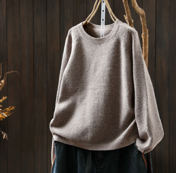 受作｜綿 ニットセーター ふんわり 柔らかい ニット カジュアルトップス  オーバーサイズ 春秋