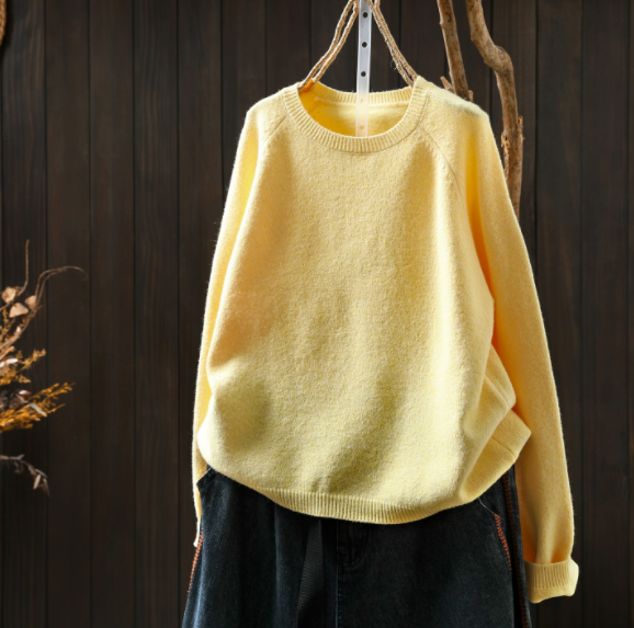 受作｜綿 ニットセーター ふんわり 柔らかい ニット カジュアルトップス  オーバーサイズ 春秋