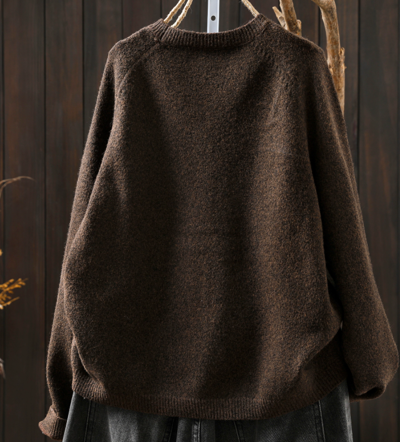 受作｜綿 ニットセーター ふんわり 柔らかい ニット カジュアルトップス  オーバーサイズ 春秋