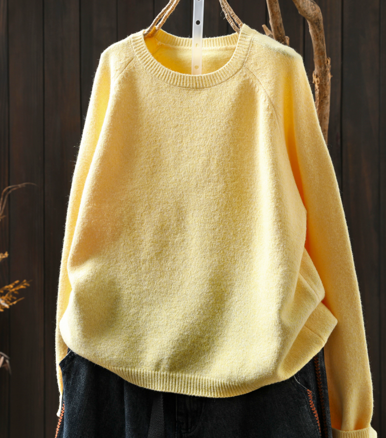 受作｜綿 ニットセーター ふんわり 柔らかい ニット カジュアルトップス  オーバーサイズ 春秋