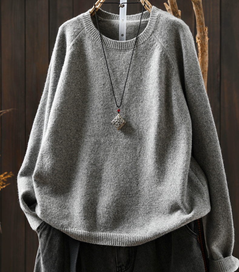 受作｜綿 ニットセーター ふんわり 柔らかい ニット カジュアルトップス  オーバーサイズ 春秋