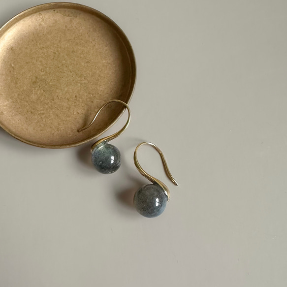 ラブラドライトドロップピアス/ 金具変更可（シルバー・イヤリング・ステンレス） 5枚目の画像