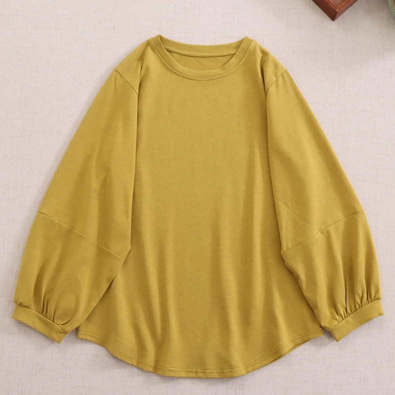 【長袖Tシャツ♡無地でかわいいバルーンスリーブ】着瘦せ効果│シンプル３カラー│肌触り良い│T-106LB