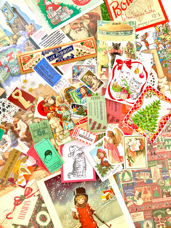 ⭐︎.。Merry Christmas (*´˘`*)♡ コラージュ素材（外国切手、クロモス、チケット、ポストカード等A 6枚目の画像