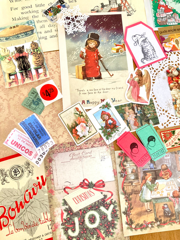 ⭐︎.。Merry Christmas (*´˘`*)♡ コラージュ素材（外国切手、クロモス、チケット、ポストカード等A 4枚目の画像