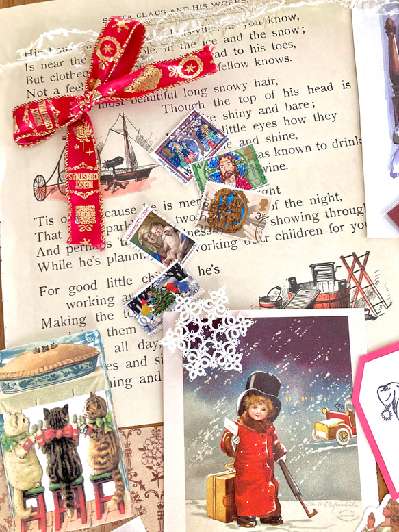 ⭐︎.。Merry Christmas (*´˘`*)♡ コラージュ素材（外国切手、クロモス、チケット、ポストカード等A 2枚目の画像