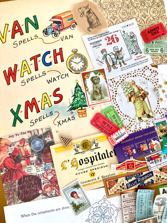 ⭐︎.。Merry Christmas (*´˘`*)♡ コラージュ素材（外国切手、クロモス、ポストカード、チケット等B 3枚目の画像