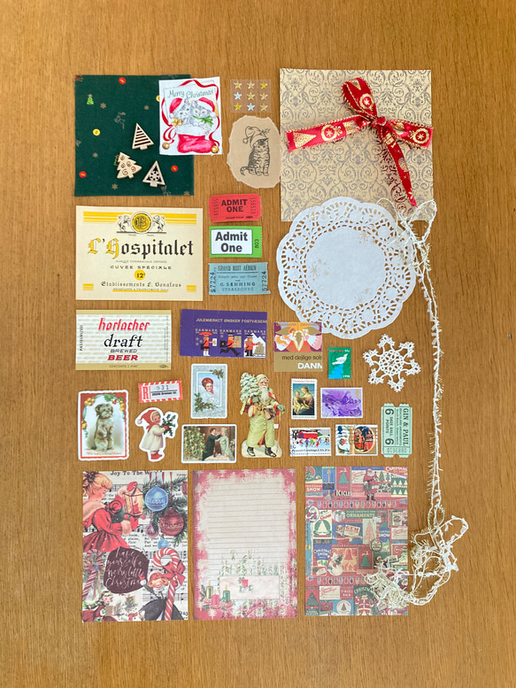 ⭐︎.。Merry Christmas (*´˘`*)♡ コラージュ素材（外国切手、クロモス、ポストカード、チケット等B 9枚目の画像