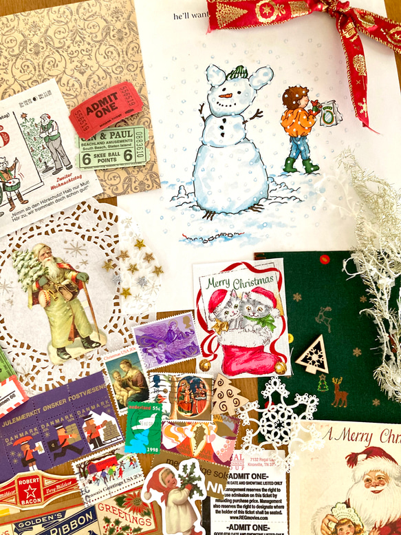 ⭐︎.。Merry Christmas (*´˘`*)♡ コラージュ素材（外国切手、クロモス、ポストカード、チケット等B 4枚目の画像