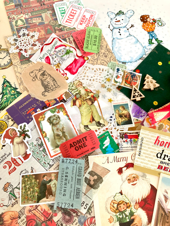 ⭐︎.。Merry Christmas (*´˘`*)♡ コラージュ素材（外国切手、クロモス、ポストカード、チケット等B 1枚目の画像