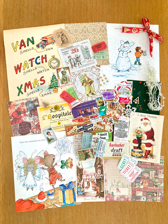 ⭐︎.。Merry Christmas (*´˘`*)♡ コラージュ素材（外国切手、クロモス、ポストカード、チケット等B 2枚目の画像