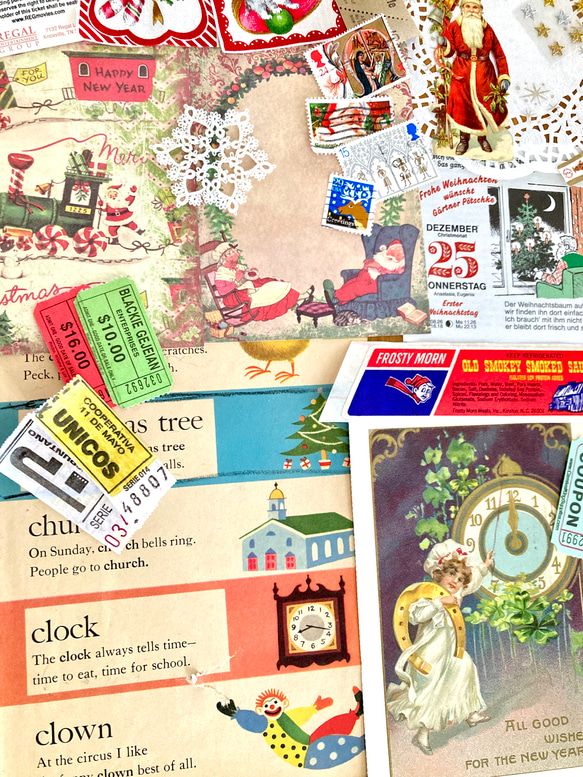 ⭐︎.。Merry Christmas (*´˘`*)♡コラージュ素材/海外のクロモス、チケット、切手、ポストカード等C 5枚目の画像