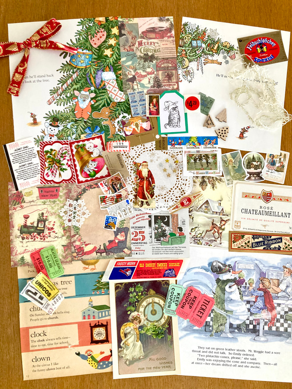 ⭐︎.。Merry Christmas (*´˘`*)♡コラージュ素材/海外のクロモス、チケット、切手、ポストカード等C 2枚目の画像