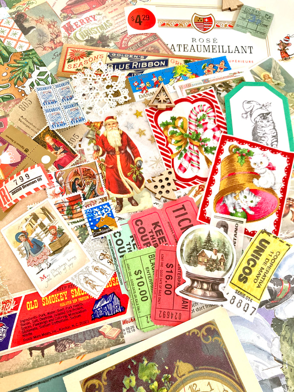 ⭐︎.。Merry Christmas (*´˘`*)♡コラージュ素材/海外のクロモス、チケット、切手、ポストカード等C 1枚目の画像