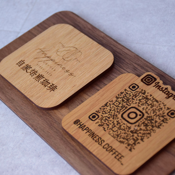 木材が選べる ロゴ、QRコード 木製看板 卓上看板 スタンド 9枚目の画像
