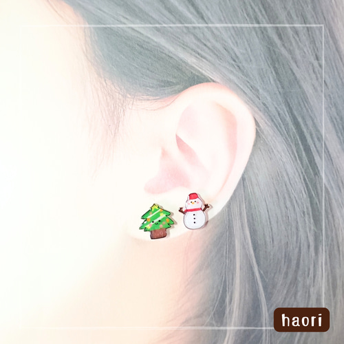 クリスマス　ブーツピアス クリスマスピアス スノーマン 雪だるま ソックス 靴下 ツリー リース