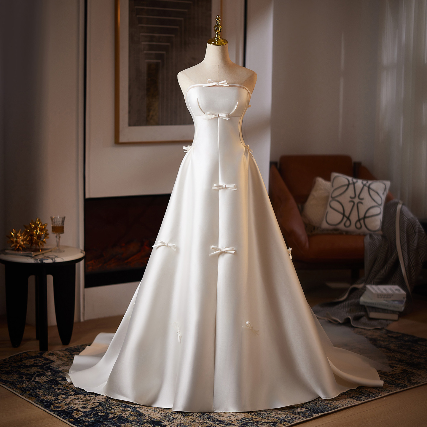 綺麗 白 オフショルダー ウェディングドレス リボン 上品 パーティー 結婚式 花嫁 演奏会 前撮り 披露宴 A7071