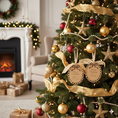 木製 〖 名入り 〗バレエコア風 ೀ クリスマス オーナメント