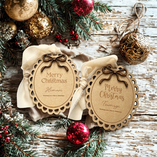 木製 〖 名入り 〗バレエコア風 ೀ クリスマス オーナメント