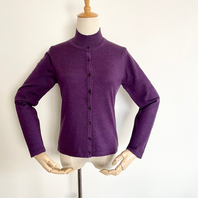 イタリアンメリノウール　ベーシックアンサンブルニット　ディープパープル